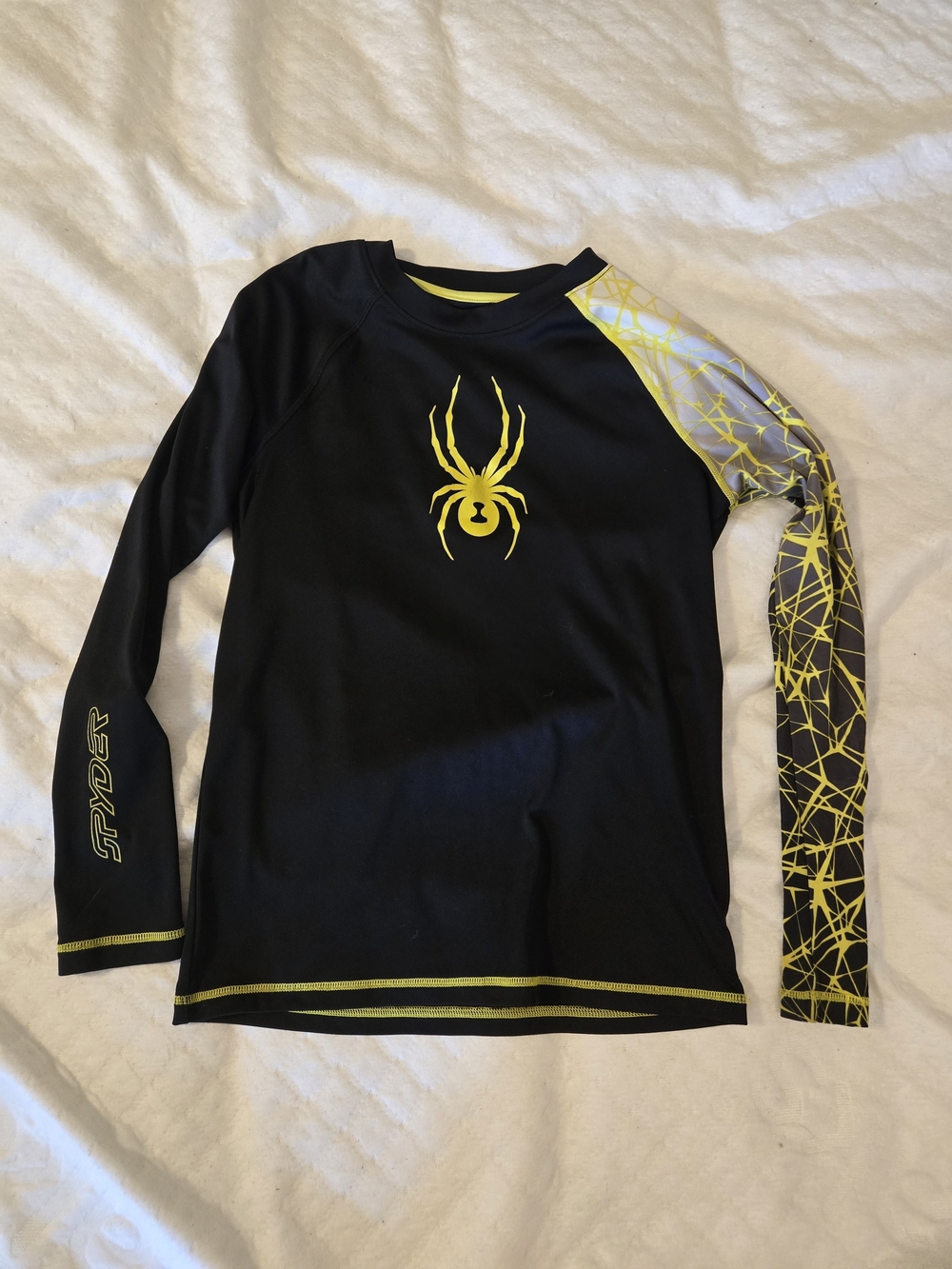 Spyder Kids Black and Yellow Long-Sleeve Swim Rashguard